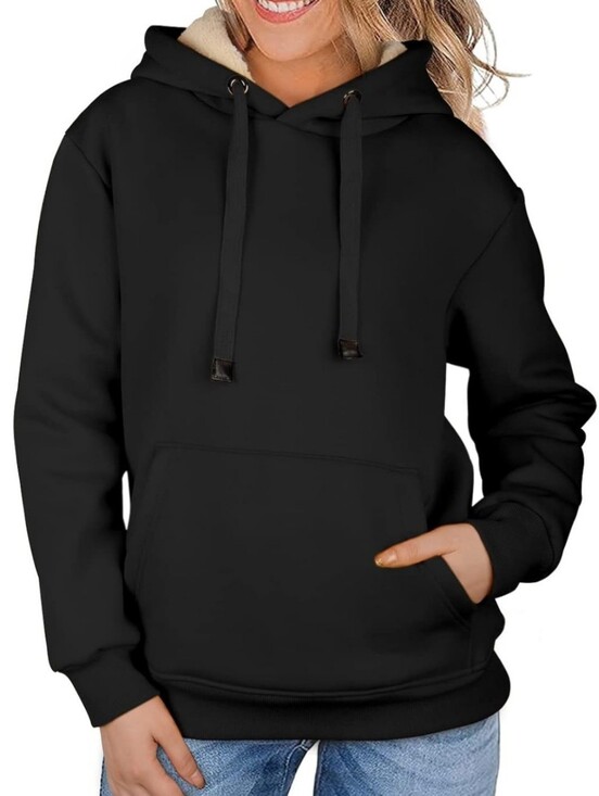 ThEast Sweaters - Black Womens Sherpa-lined Hoodie